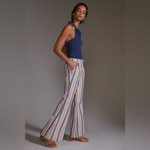 By Anthropologie Low-Rise Striped Flare Pants New
